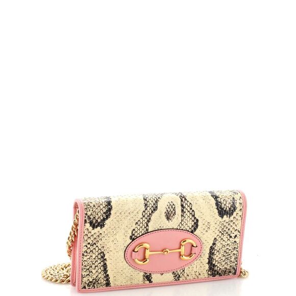 Gucci Horsebit 1955 Chain Wallet Python Neutral, Pink - Picture 2 of 7